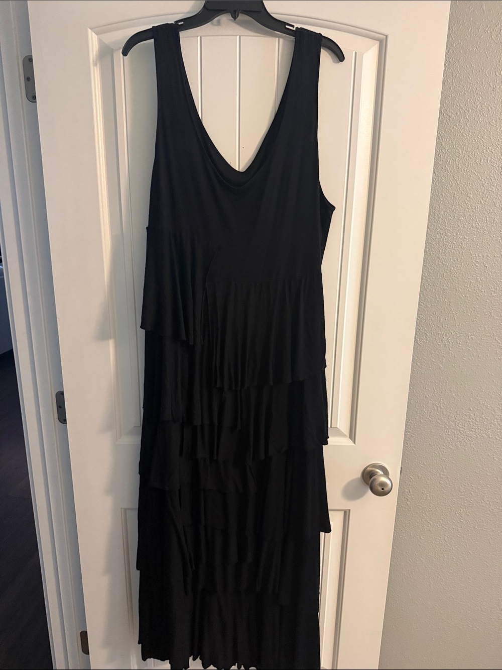 Sleeveless Black Tiered Maxi Dress